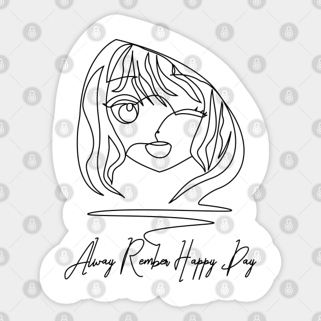 Anime Line Art Alway Rember Happy Day Sticker by ALLAMDZ